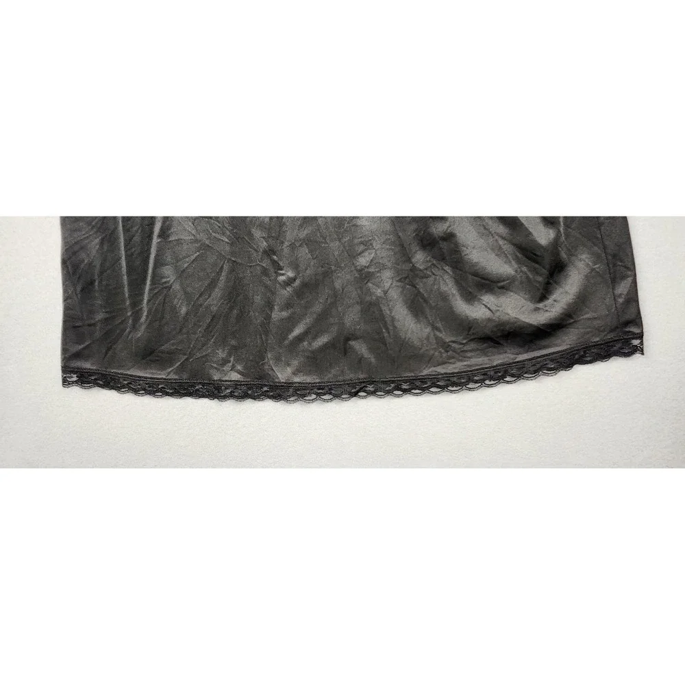 Vintage Warners Half Slip Skirt Womens Large Black Nylon Lace Trim Made‎ USA 90s